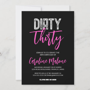 Dirty Thirty Modern 30th Birthday Invitation Kaart