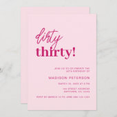 Dirty Thirty Modern Blush Roze Verjaardagsfeestje Kaart (Voorkant / Achterkant)