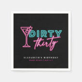 Dirty Thirty Neon Blauw & Roze 30ste Verjaardag Servet (Voorkant)