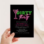 Dirty Thirty Neon Green & Pink 30E Verjaardag Kaart<br><div class="desc">Dit heldere en leuke neon groen & roze ontwerp is klaar om aan te passen voor een verjaardagsfeestje!</div>