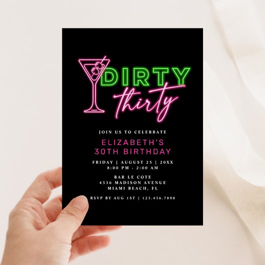 Dirty Thirty Neon Green & Pink 30E Verjaardag Kaart