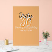 Dirty Thirty oranje witte eenvoudige retro verjaar Acryl Bord (Huwelijk)