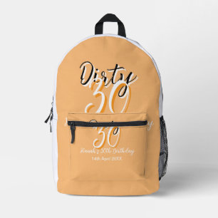 Dirty Thirty oranje witte eenvoudige retro verjaar Bedrukte Rugzak
