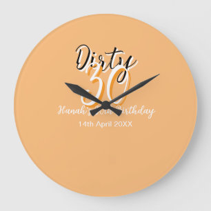 Dirty Thirty oranje witte eenvoudige retro verjaar Grote Klok