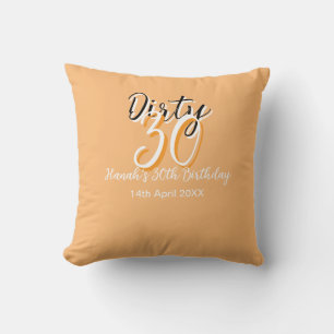 Dirty Thirty oranje witte eenvoudige retro verjaar Kussen