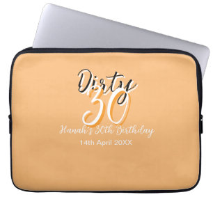 Dirty Thirty oranje witte eenvoudige retro verjaar Laptop Sleeve