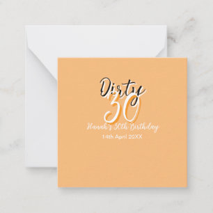 Dirty Thirty oranje witte eenvoudige retro verjaar Notitiekaartje