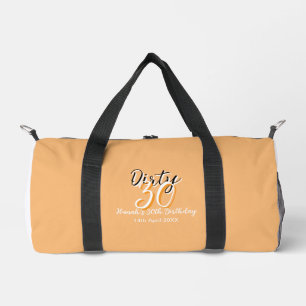 Dirty Thirty oranje witte eenvoudige retro verjaar Plunjezak