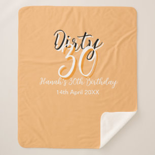 Dirty Thirty oranje witte eenvoudige retro verjaar Sherpa Deken