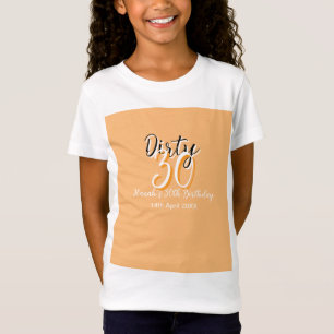 Dirty Thirty oranje witte eenvoudige retro verjaar T-shirt