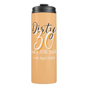 Dirty Thirty oranje witte eenvoudige retro verjaar Thermosbeker