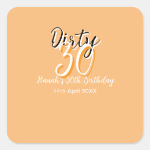 Dirty Thirty oranje witte eenvoudige retro verjaar Vierkante Sticker