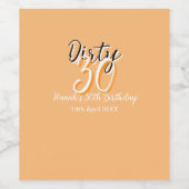 Dirty Thirty oranje witte eenvoudige retro verjaar Wijn Etiket (Enkel label)