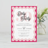 Dirty Thirty Pink Curvy Retro 30e verjaardag Kaart (Staand voorkant)