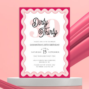 Dirty Thirty Pink Curvy Retro 30e verjaardag Kaart