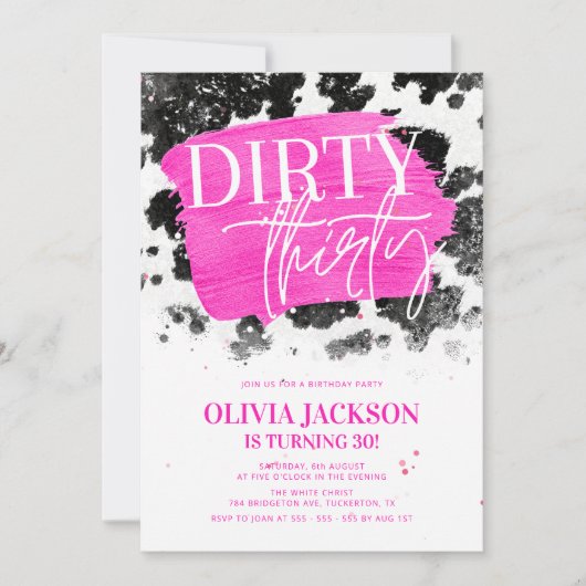 Dirty Thirty Pink & Koe Print 30ste verjaardagsfee Kaart (Voorkant)