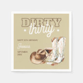 Dirty Thirty Rodeo Taupe Beige 30th Birthday Party Servet (Voorkant)