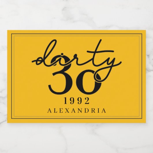 Dirty Thirty - Verjaardag - Mini Mousserende Wijn  Sparkling Wijnetiket (Enkel label)