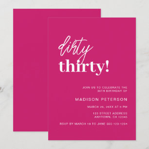 Dirty Thirty Vibrant Hot Pink verjaardagsfeestje Kaart
