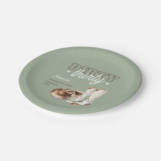 Dirty Thirty Western Rodeo 30ste verjaardagsfeestj Papieren Bordje (Gekanteld)