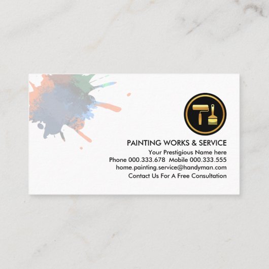 Dirty Wall Paint Splatter Handyman Visitekaartje (Achterkant)