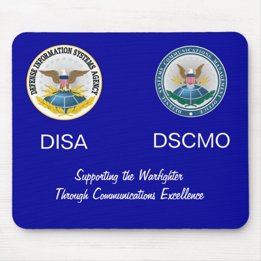 DISA_DSCMO Gezamenlijk Mousepad op blauw Muismat (Voorkant)