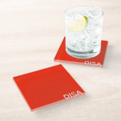Disa Red-kleurnaam Glazen Onderzetter (Schuin)