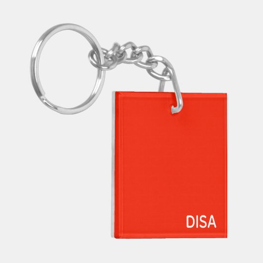 Disa Red-kleurnaam Sleutelhanger (Voorkant Links)