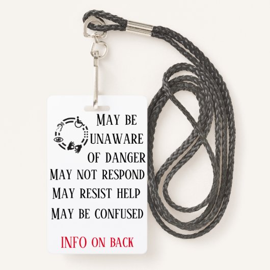 Disability Awareness Badge met lanyard (Voorkant met draagriem)