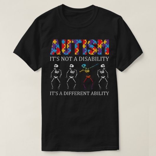 Disability Awareness Funny Dabbing Skeleton Autism T-shirt (Design voorkant)