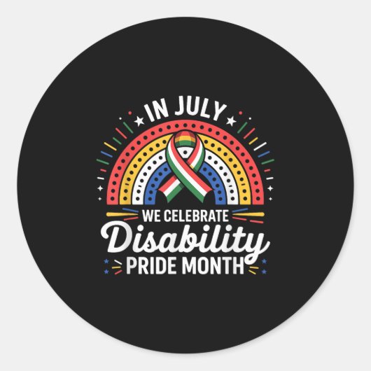 Disability Pride Flag Juli Gehandicapte Pride Maan Ronde Sticker (Voorkant)