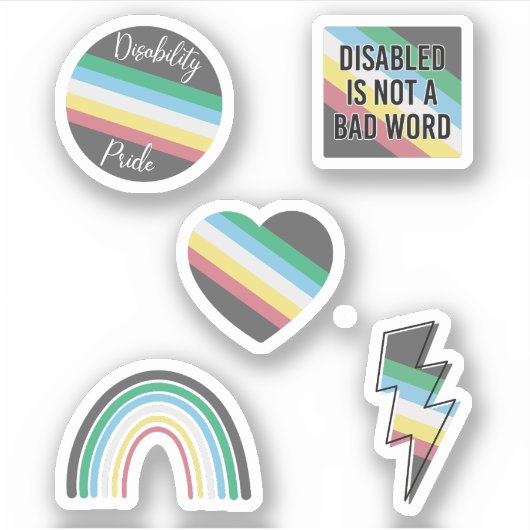 Disability Pride Flag Sticker Pack, Anti-Ableism (Voorkant)