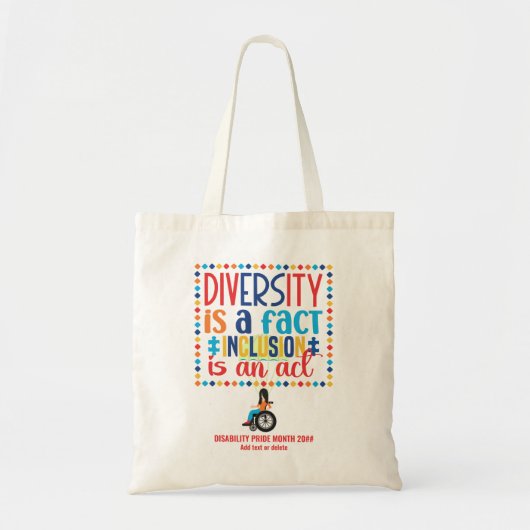 Disability Pride Maand Quote Inclusion Act Tote Bag (Voorkant)