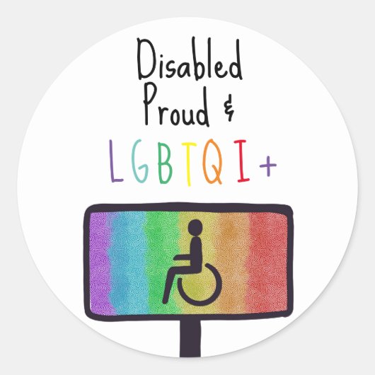 Disability Pride Ronde Sticker (Voorkant)