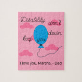 Disability won't Keep You Down:  Pink & Blue Legpuzzel (Verticaal)