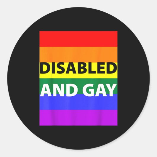 Disabled And Gay Funny For Men Women Ronde Sticker (Voorkant)