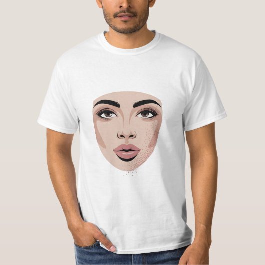 Disappearing Beauty – Modern Minimal Face Art T-shirt (Voorkant)