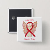 Disaster Relief Angel Awareness Ribbon Pins Vierkante Button 5,1 Cm (Voorkant /achterkant)