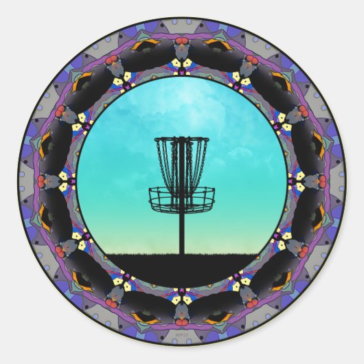 Disc Golf Abstracte mand 3 Ronde Sticker (Voorkant)