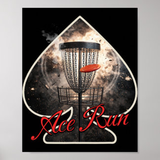 Disc Golf Ace Run Chains Basket Graphic For Frisbe Poster