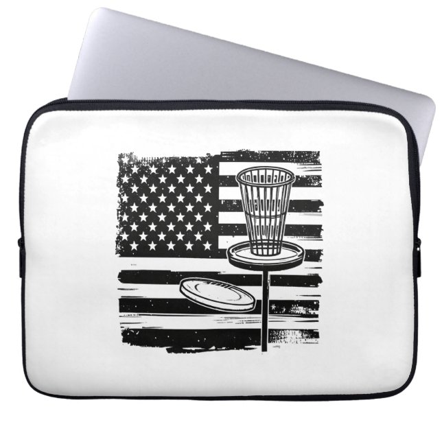 Disc Golf American Flag Laptop Sleeve (Voorkant)
