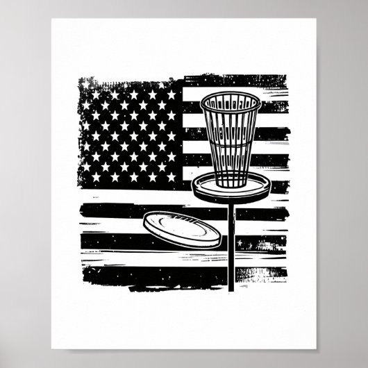 Disc Golf American Flag Poster (Voorkant)