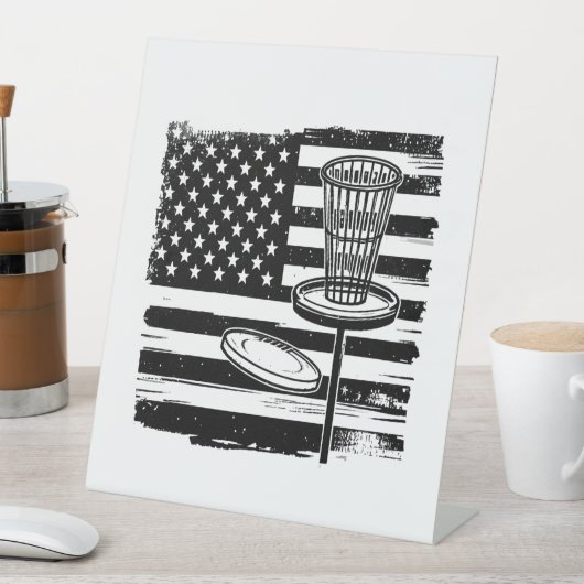 Disc Golf American Flag Reclamebord Met Voetstuk (Insitu)