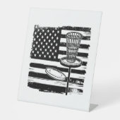 Disc Golf American Flag Reclamebord Met Voetstuk (Voorkant)