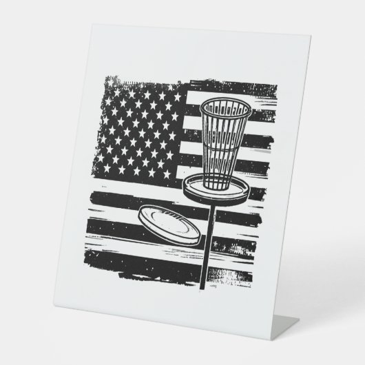 Disc Golf American Flag Reclamebord Met Voetstuk (Voorkant)