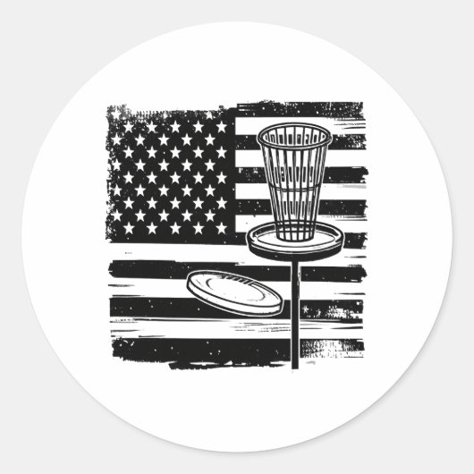 Disc Golf American Flag Ronde Sticker (Voorkant)