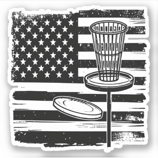 Disc Golf American Flag Sticker (Voorkant)