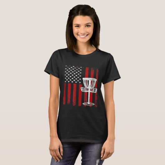 Disc Golf American Flag, vierde juli T-shirt (Voorkant volledig)