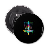 Disc Golf Basket - Hippie Rainbow Gift Button Flesopener (Voorkant)
