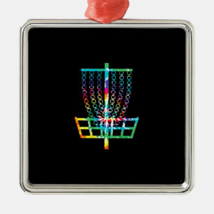 Disc Golf Basket - Hippie Rainbow Gift Metalen Ornament